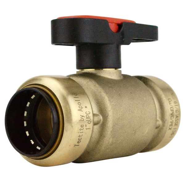 Tectite By Apollo 1 in. Brass Push-To-Connect Compact Ball Valve with Lockable Handle FSBBV1TX